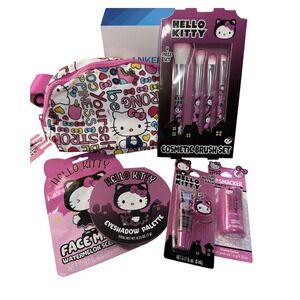 Hello Kitty Sanrio 5pc Beauty Bundle Waist Bag Brushes Eyeshadow Lip Smacker NIB
